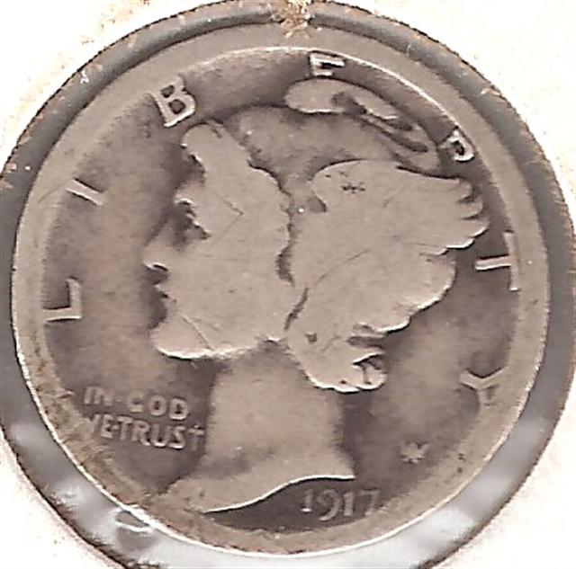 1917-d Mercuiry Dime Good